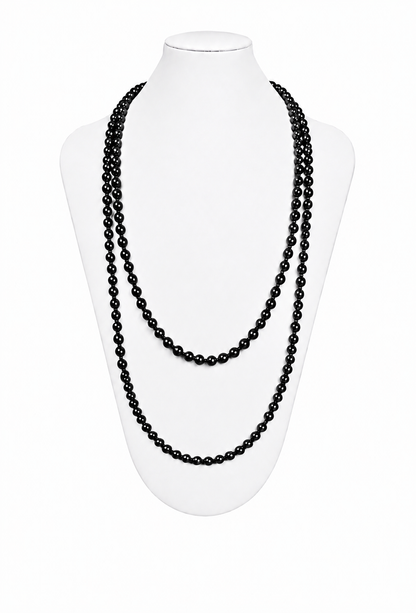 The Amélie Glass Pearl Sautoir – Jet Black