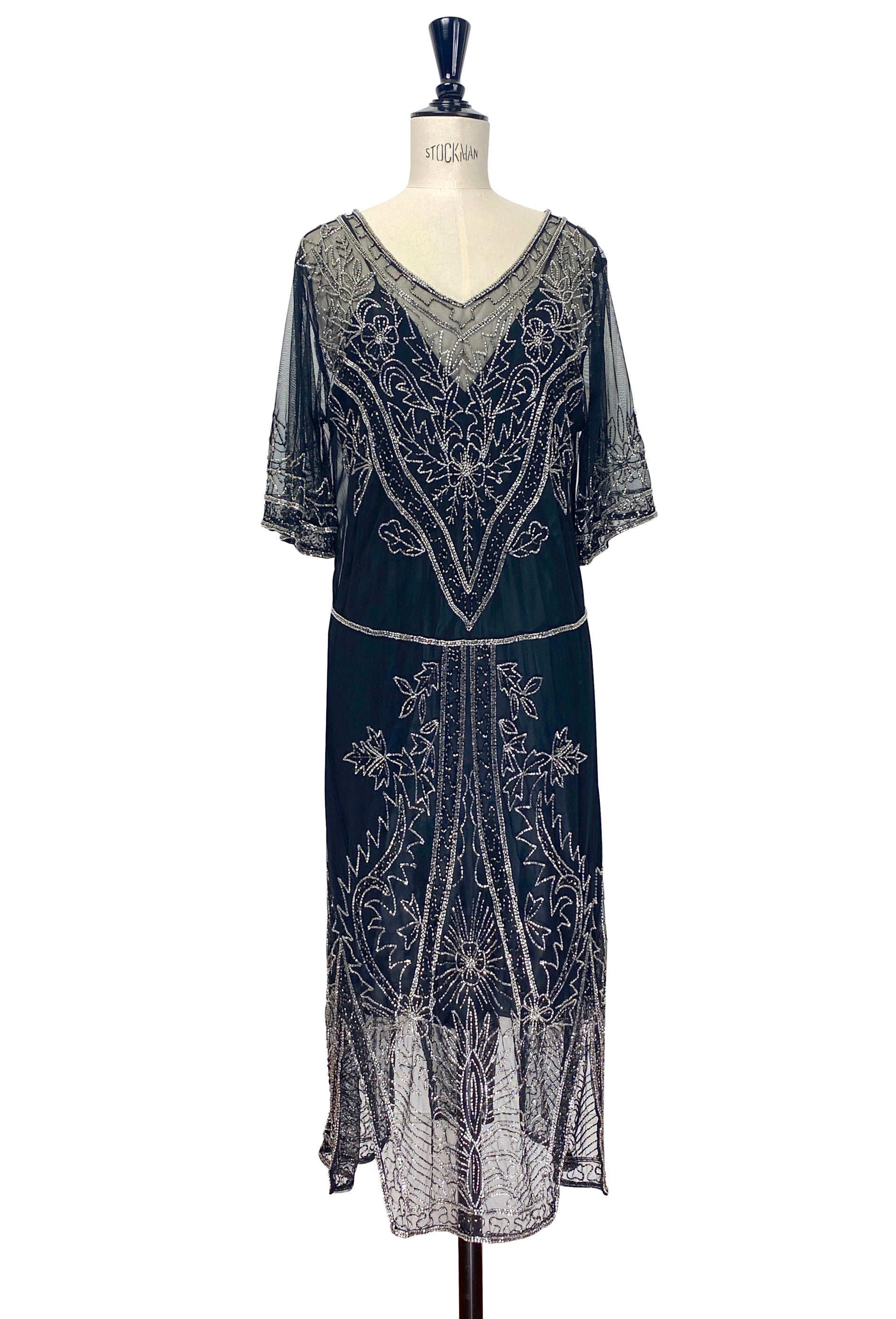 The Astor Dress - Black with Silver The Deco Haus.