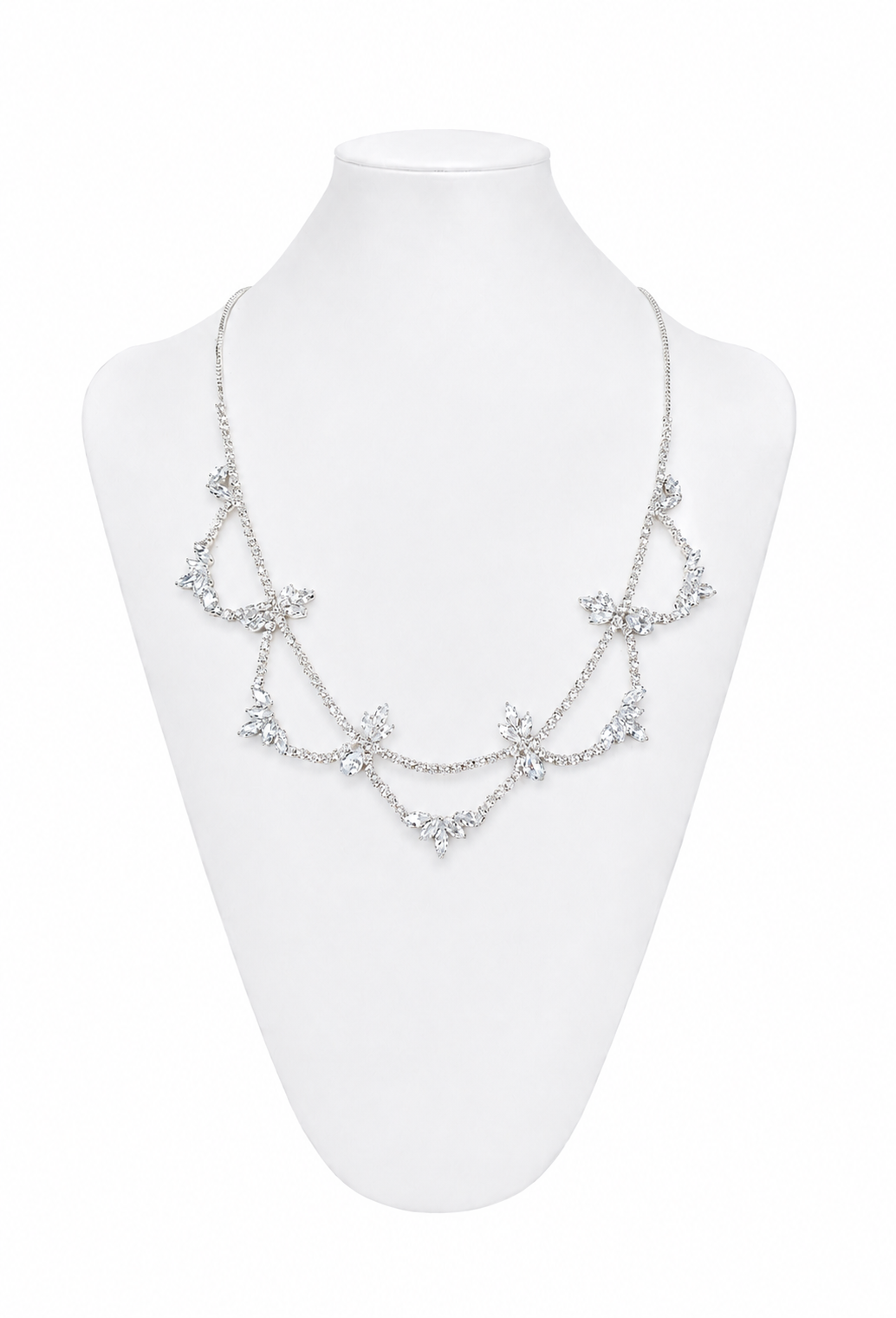 The Céleste Crystal Festoon Necklace – Silver