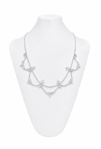 The Céleste Crystal Festoon Necklace – Silver