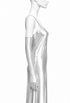 Platinum satin opera glove, glossy long sleeve style with snug cuff