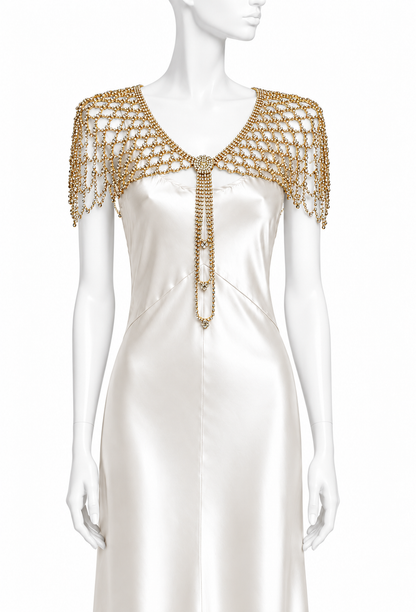 The Clémence Rhinestone Capelet — Gold
