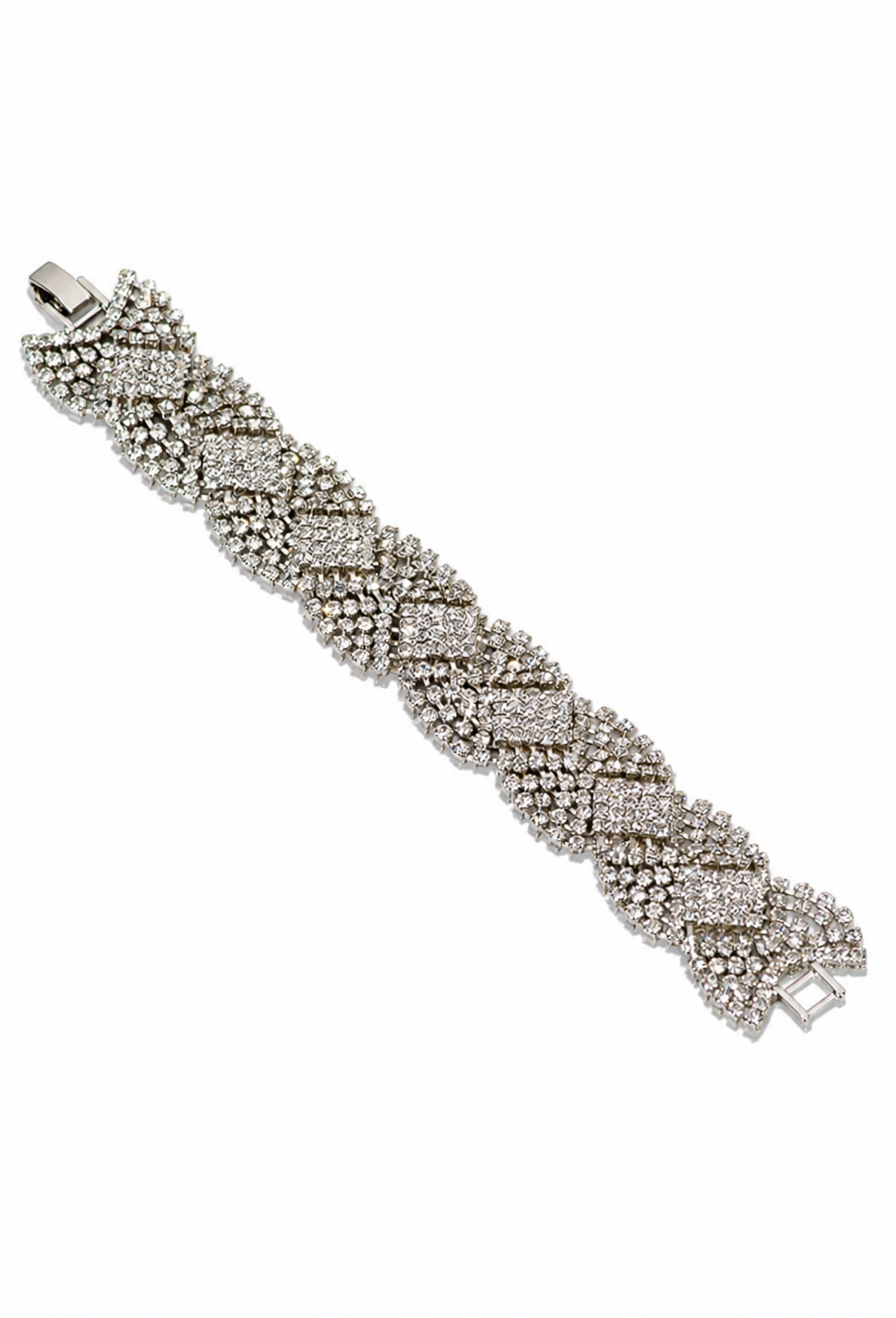 Facet bracelet in palladium-tone braided crystal design