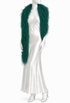 Folies ostrich feather boa in poison green, draped over shoulders