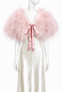 Vintage pink feather plume mantle with satin ribbon tie at front