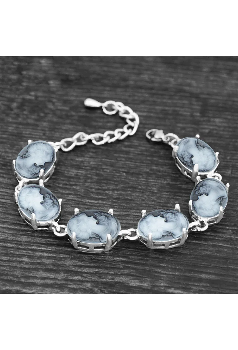 The Keepsake Cameo Bracelet - Victorian Blue The Deco Haus