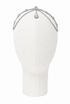 Palladium silver crystal halo headband with teardrop center drop and arched side chains