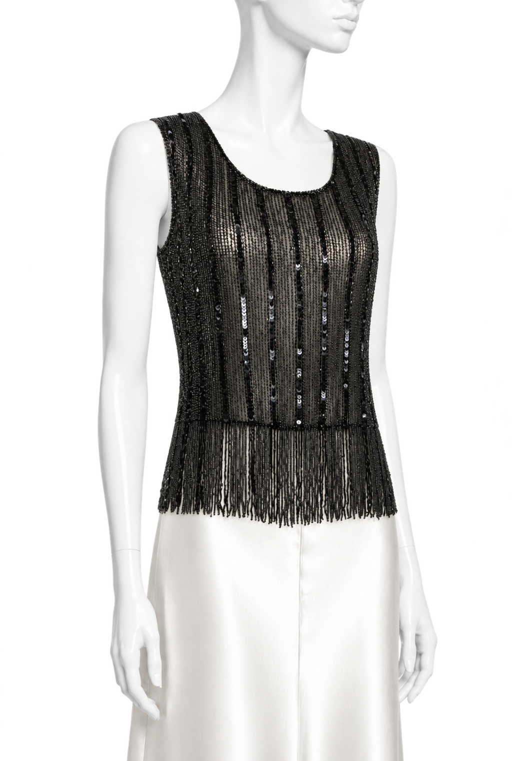 The Nico Beaded Fringe Top – Noir