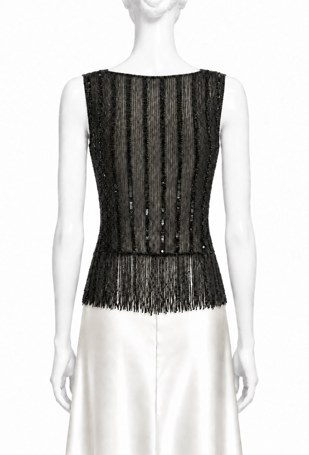 The Nico Beaded Fringe Top – Noir