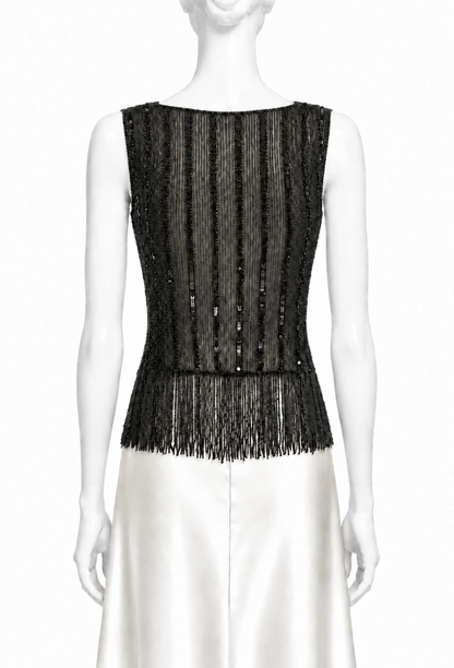 The Nico Beaded Fringe Top – Noir