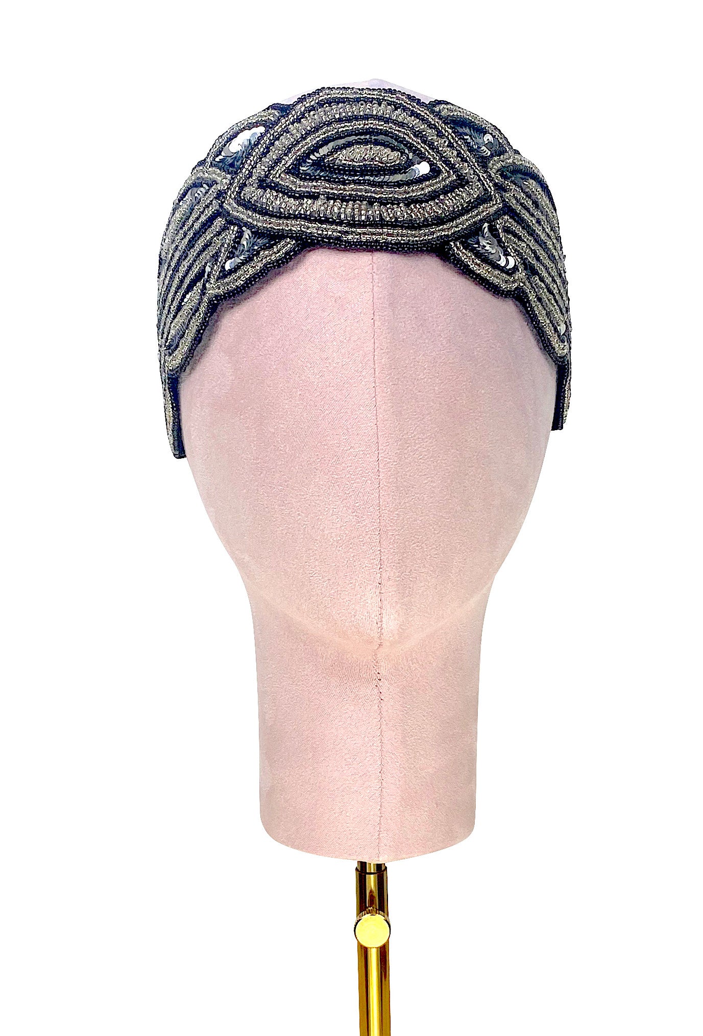 The Patou 1920s Silk Flapper Bandeau - Silver Jet The Deco Haus.