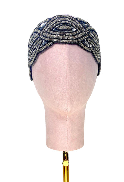 The Patou 1920s Silk Flapper Bandeau - Silver Jet