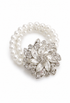 Pearl corsage diamanté bracelet with floral crystal centerpiece