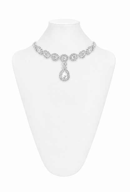 The Rivoli Crystal Teardrop Choker – Palladium