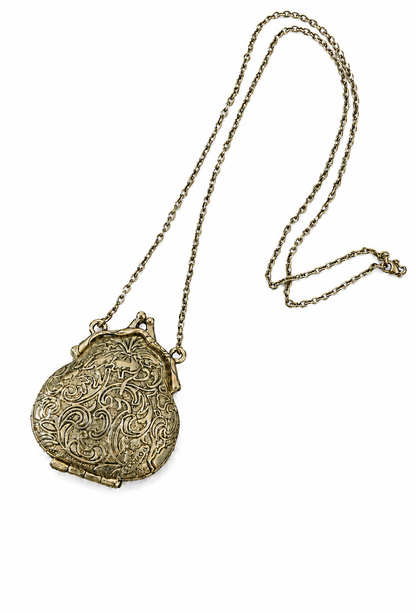 The Séraphine Embossed Locket Necklace – Antique Bronze