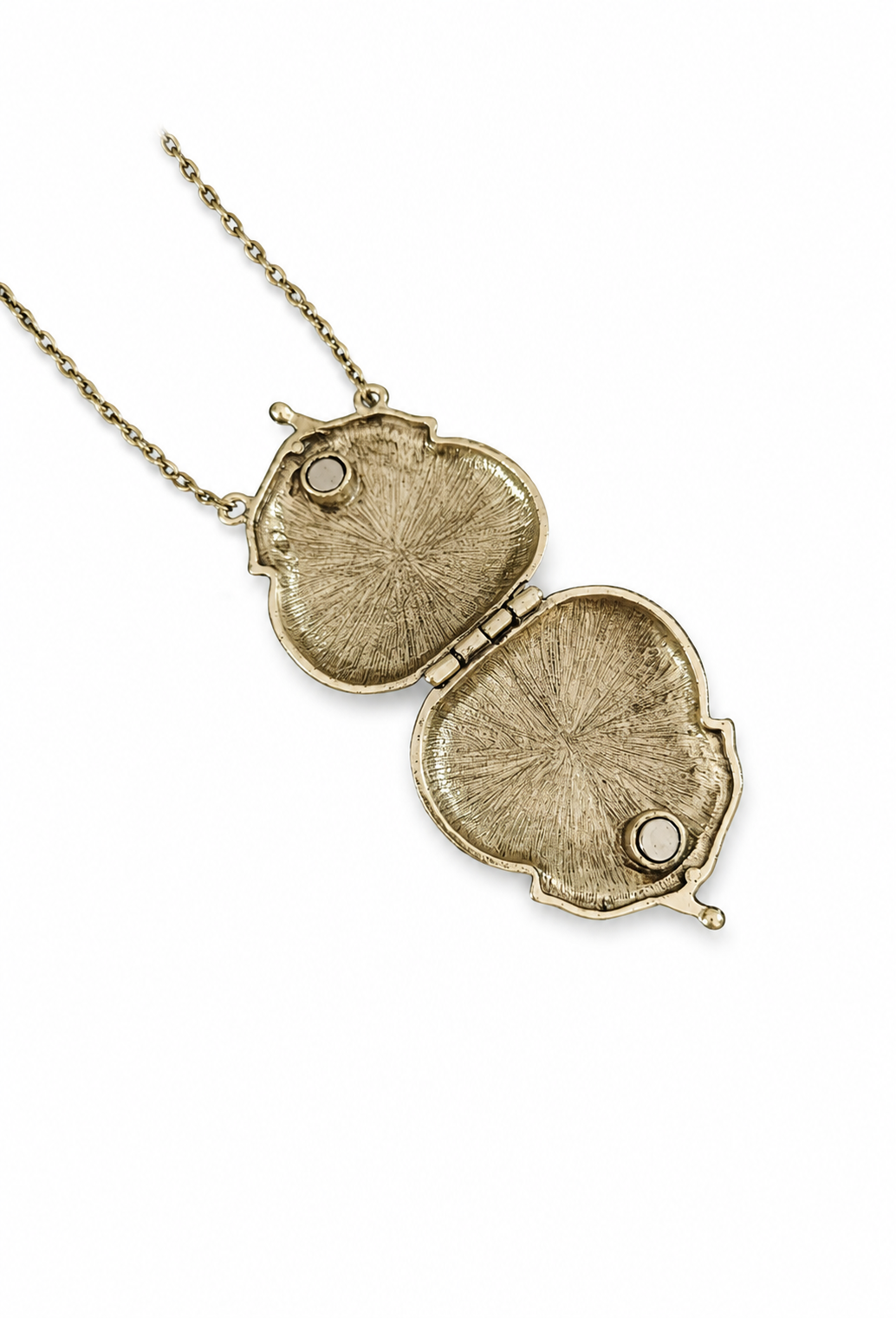 The Séraphine Embossed Locket Necklace – Antique Bronze