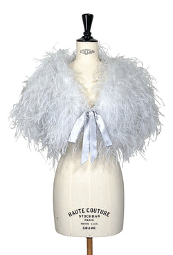 Ultra Ostrich Hollywood Glamour 1930s Vintage Style Harlow Wrap - Phantom Silver