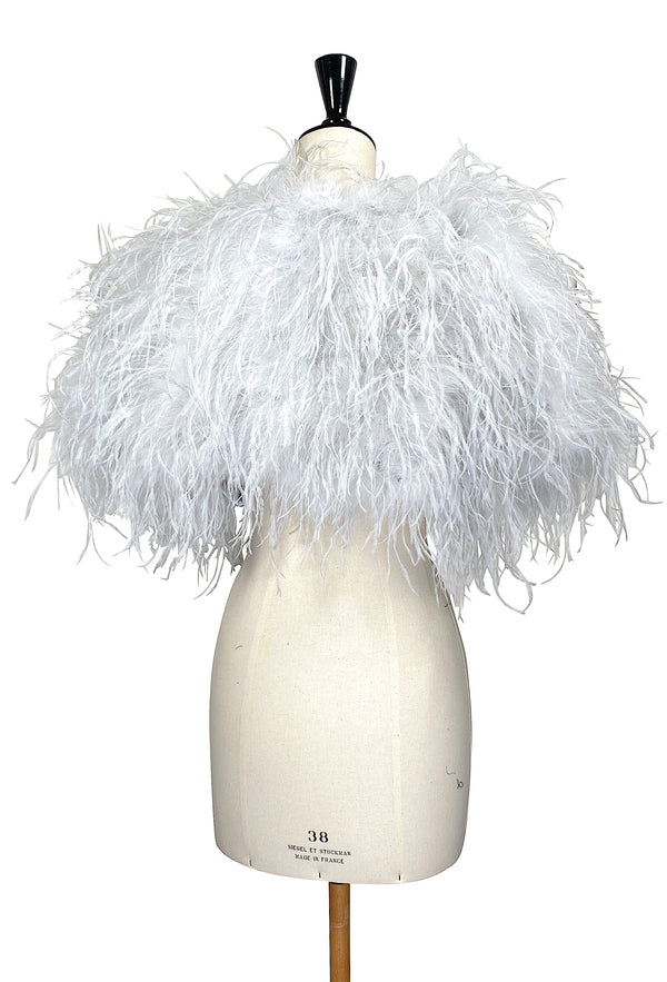 Ultra Ostrich Hollywood Glamour 1930s Vintage Style Harlow Wrap - Phantom Silver