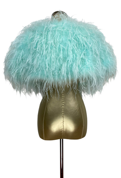 Ultra Ostrich Hollywood Glamour 1930s Vintage Style Harlow Wrap - Tiffany Blue