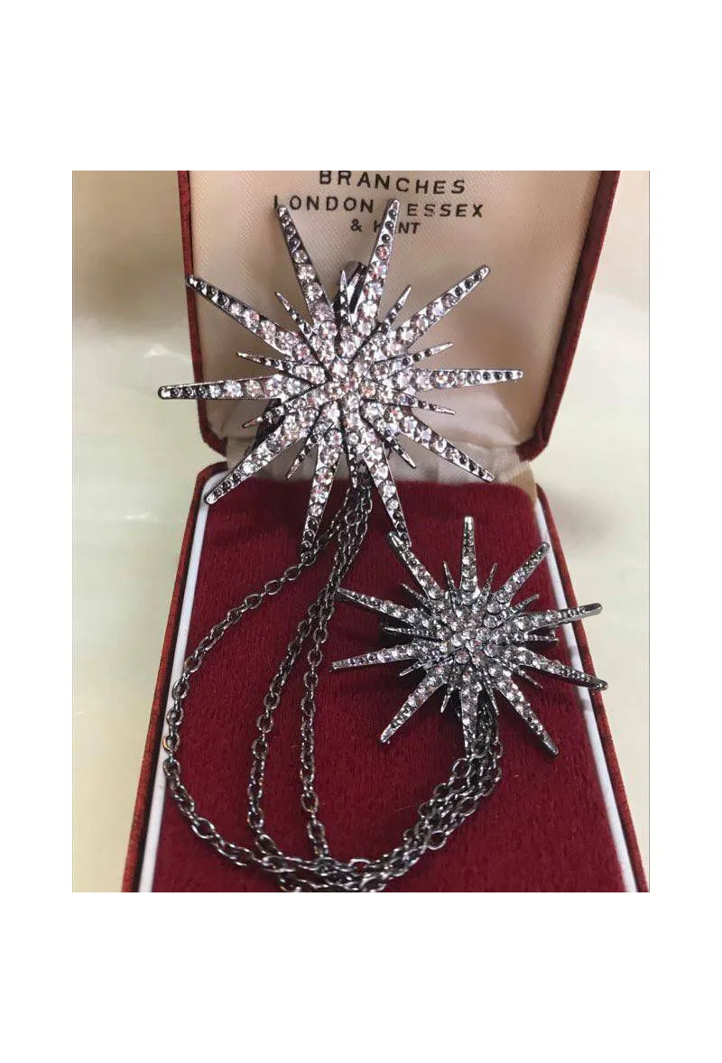 Antique Victorian Crystal Celestial Star Pin