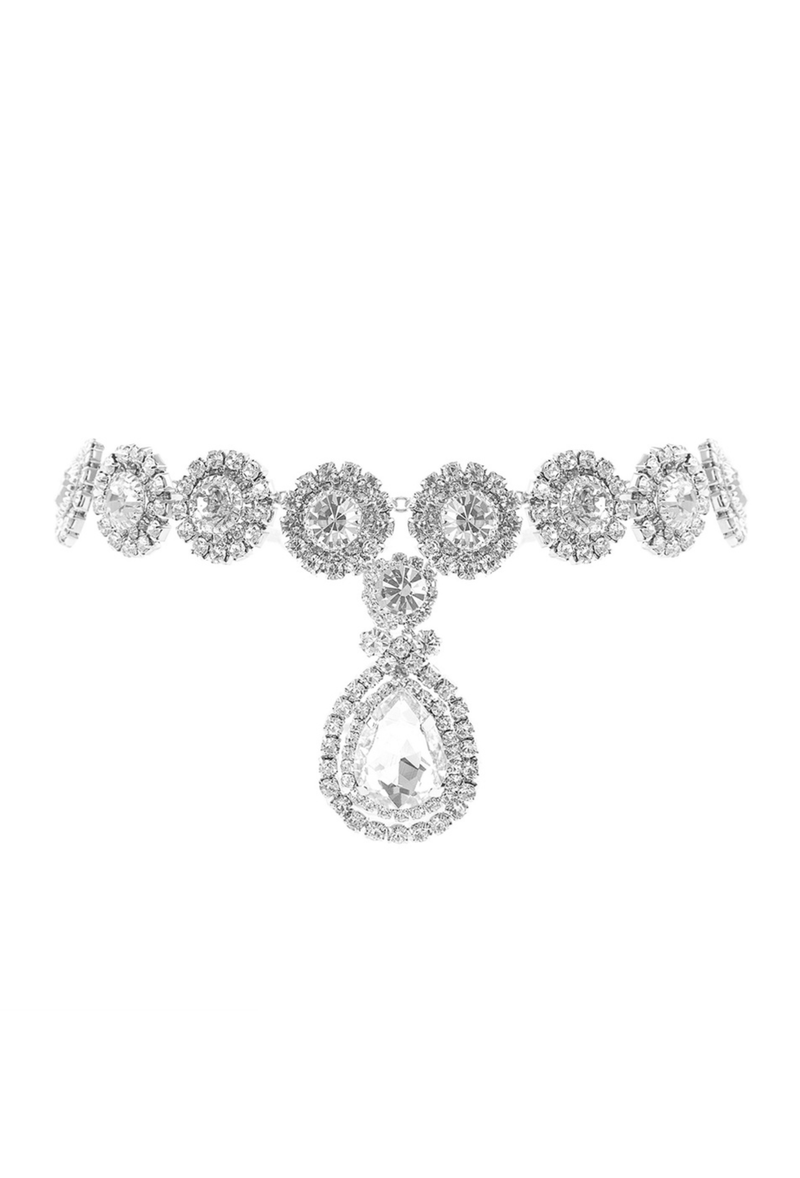 Vintage 1920's Style Diamante Teardrop Choker Necklace