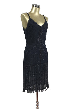 Vintage 20's Flapper Carwash Hem Party Dress - The Millicent - Black