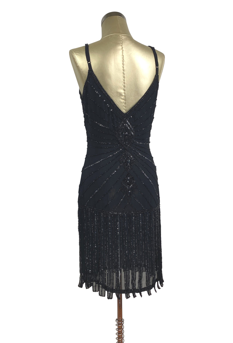 Vintage 20's Flapper Carwash Hem Party Dress - The Millicent - Black