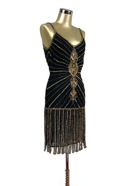 Vintage 20's Flapper Carwash Hem Party Dress - The Millicent - Black Gold