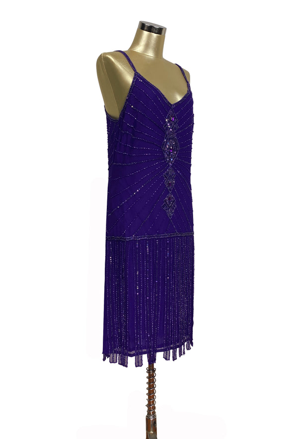 Vintage 20's Flapper Carwash Hem Party Dress - The Millicent - Royal Purple