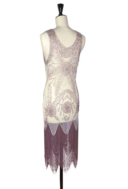 Vintage Gatsby 20s Beaded Mesh Fringe Overlay Dress - The Lindy - Orchidée