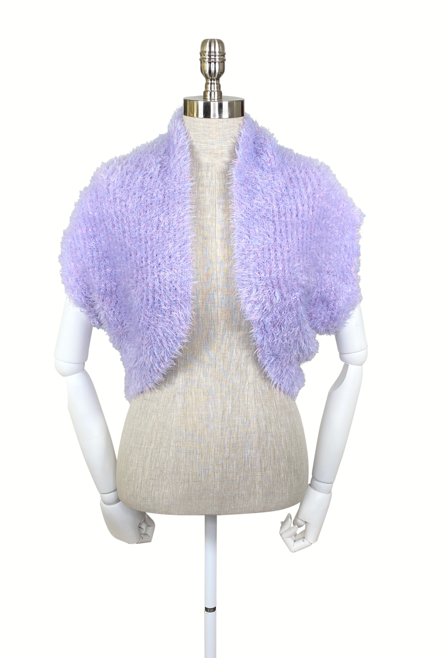 Vintage Luxe Eyelash Knit Bolero Shrug Hepburn Jacket - Lavender Pink