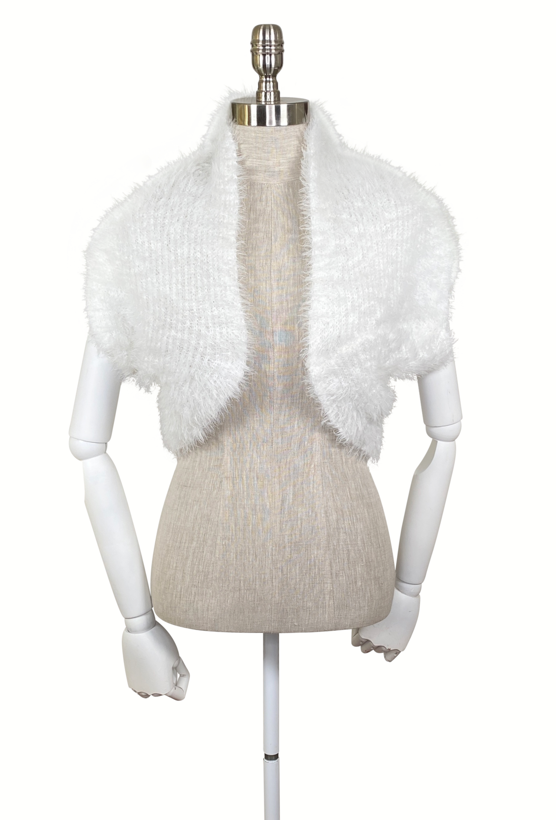 Vintage Luxe Eyelash Knit Bolero Shrug Hepburn Jacket - White The Deco Haus