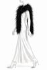 Black ostrich feather boa draped around the shoulders on a model