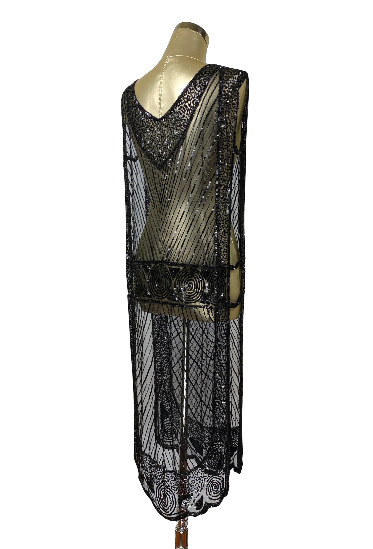 1920's Beaded Vintage Deco Tabard Panel Gown - The Modernist - Kohl Black 1920's Beaded Vintage Deco Tabard Panel Gown - The Modernist - Kohl Black