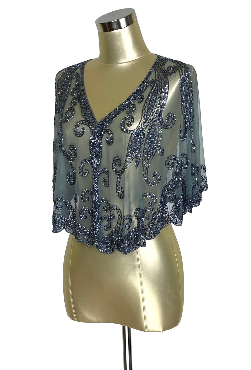 1920's Beaded Vintage Glamour Wedding Capelet - The Claudette - Sterli