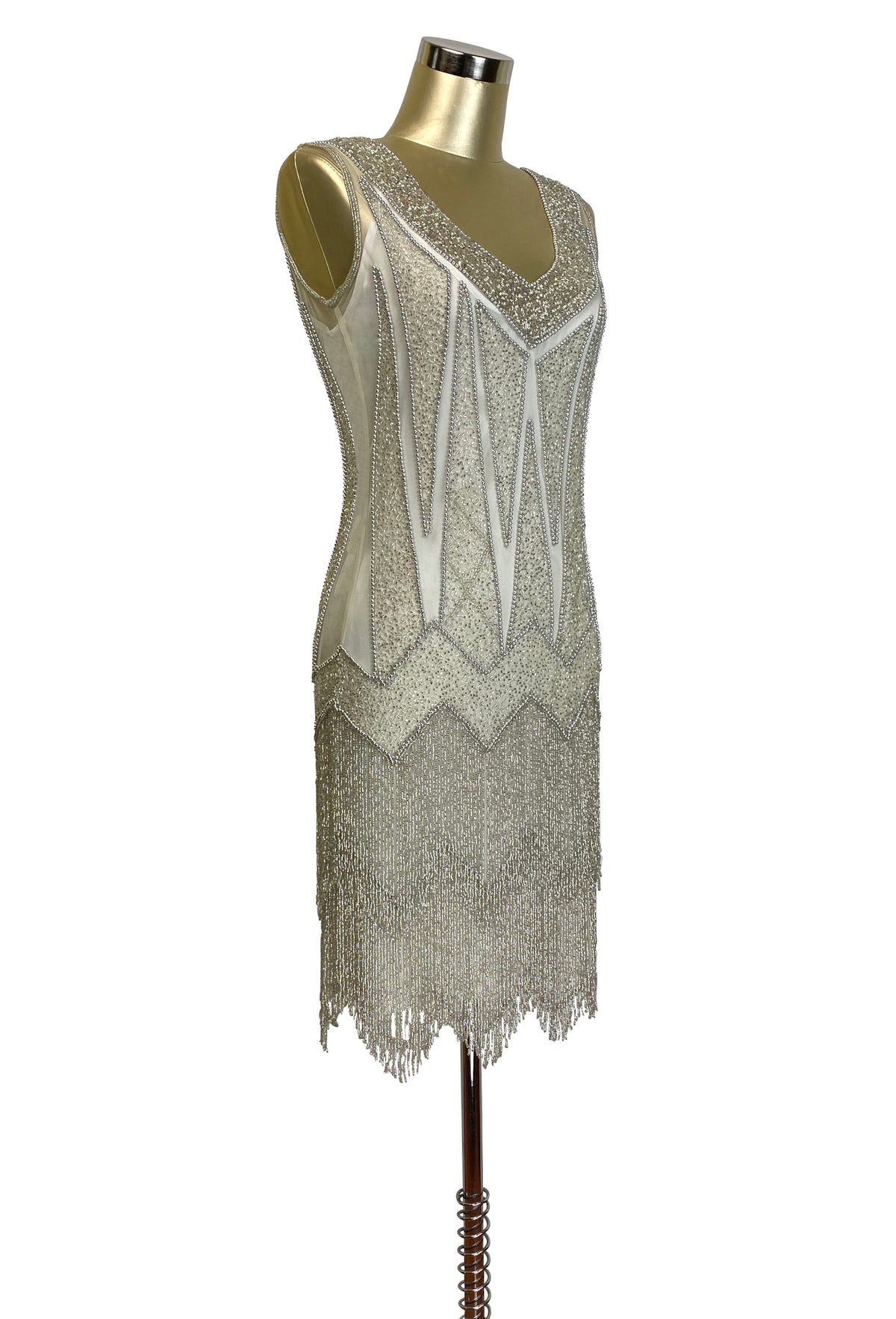 1920's Vintage Deco Dot Lace Voile Dropwaist Dress