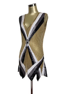 1920's Gatsby Flapper Cocktail Dress - The Martini - Champagne Gold
