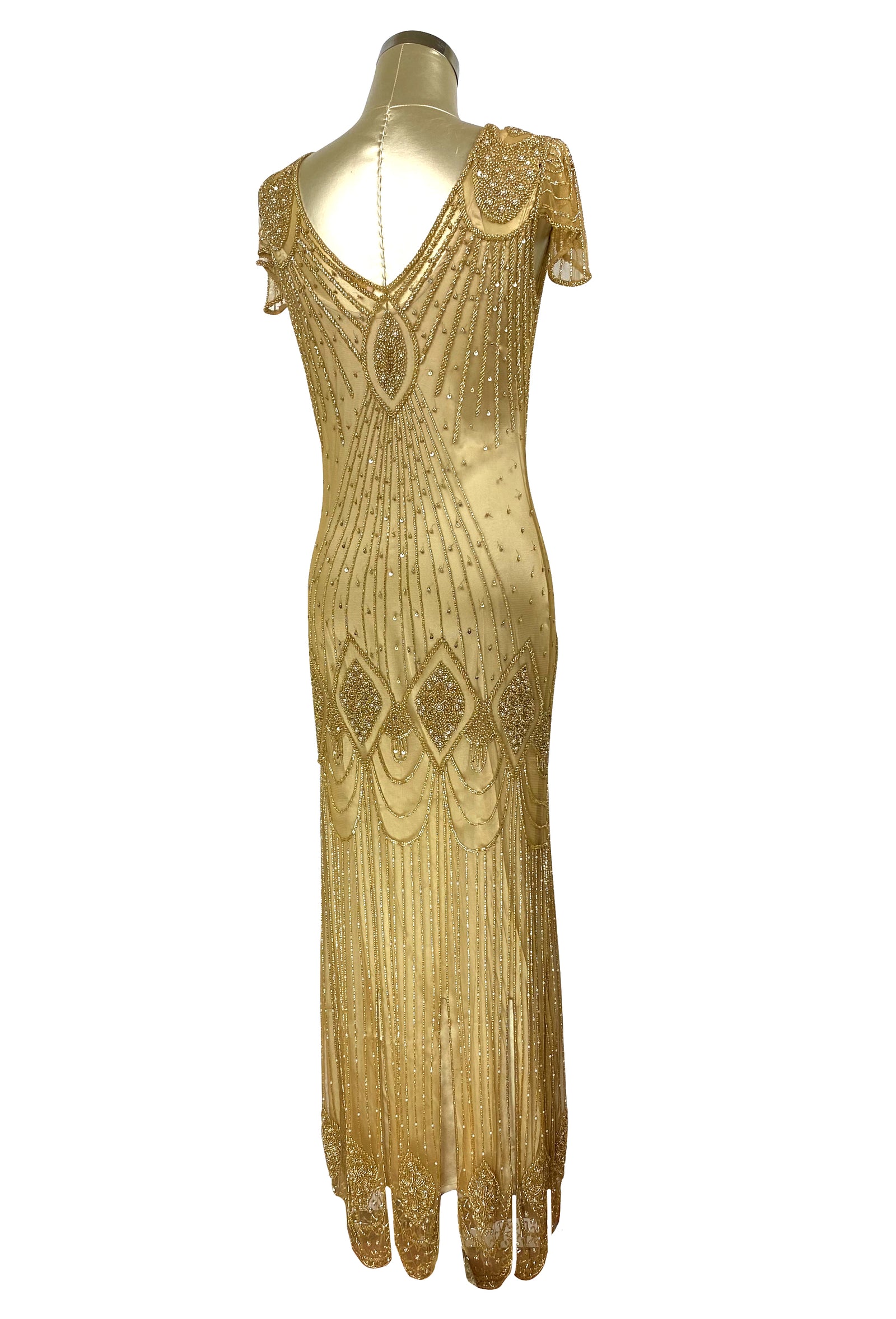 knee length dresses for ladies Black & Gold Art Deco Long Sleeve Flapper Dress Medium main image 0