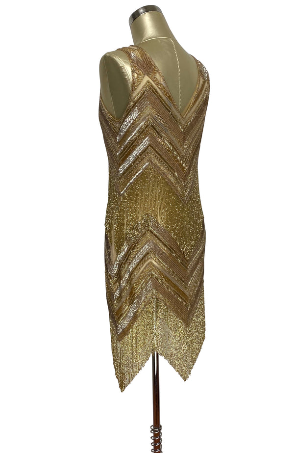 1920's Gatsby Party Dress - The Deco Chevron - Hollywood Gold