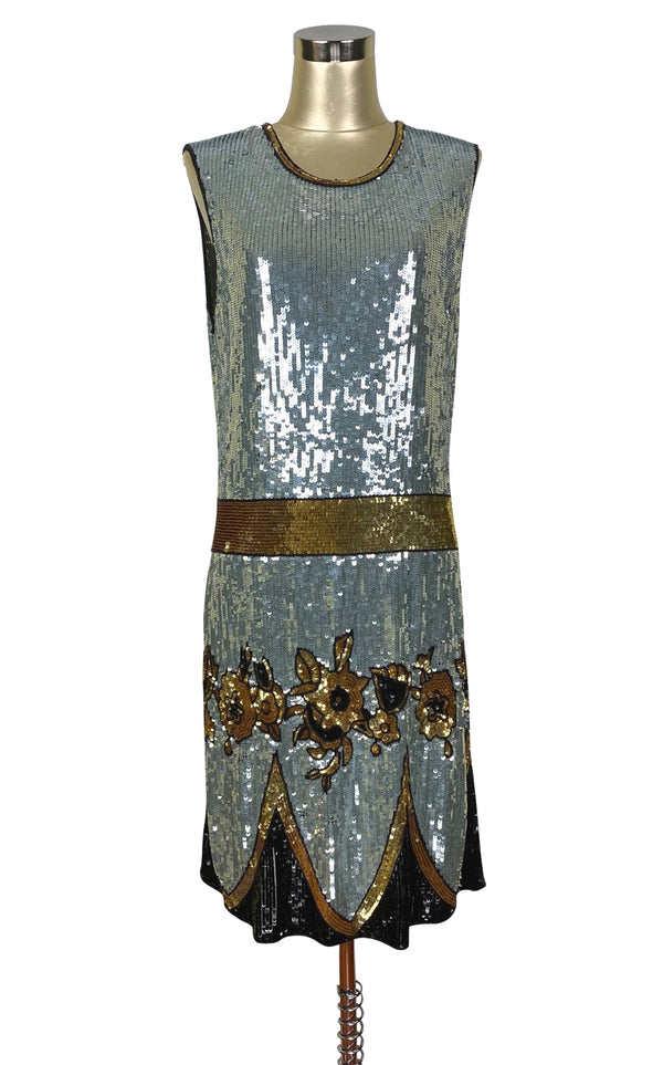 Limited Edition 1920's Luxury Vintage Gatsby Sequin Cocktail Dress - The Grand Duchess - Silver