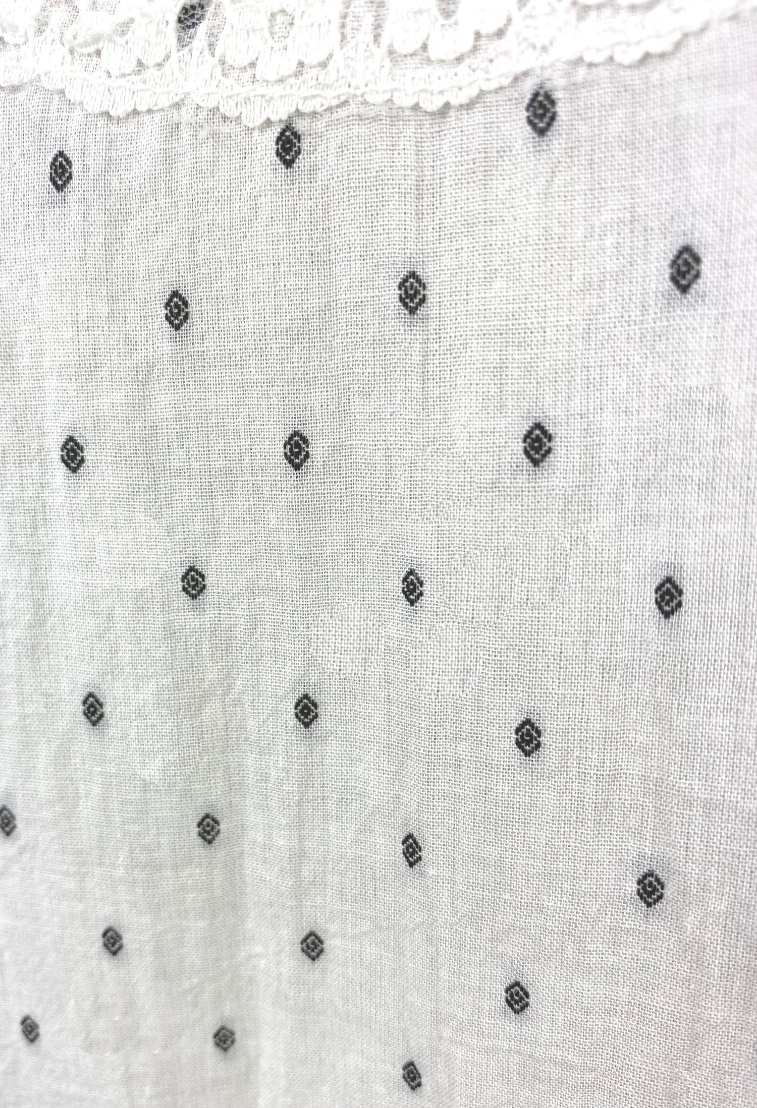 1920's Vintage Deco Dot Lace Voile Dropwaist Dress - White L 1920's Vintage Deco Dot Lace Voile Dropwaist Dress - White L