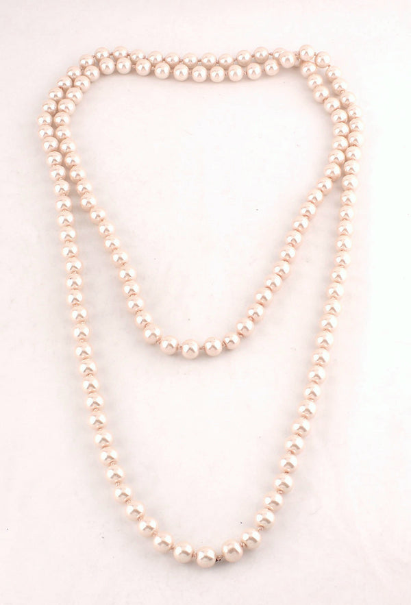 1920s Flapper Pearl Party Necklace - Champagne Pink