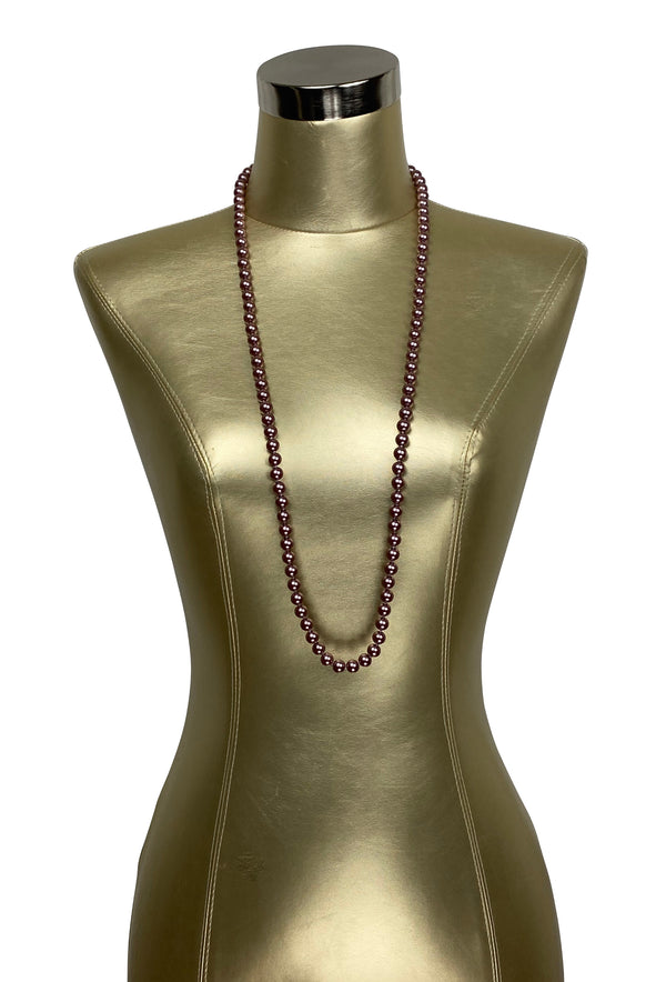 1920s Flapper Pearl Party Necklace - Cocoa