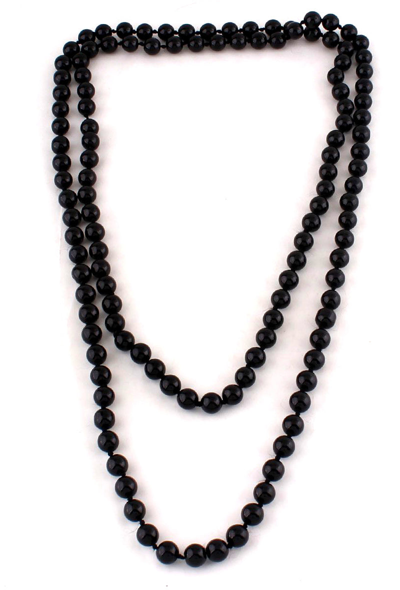 1920s Flapper Pearl Party Necklace - Black - The Deco Haus