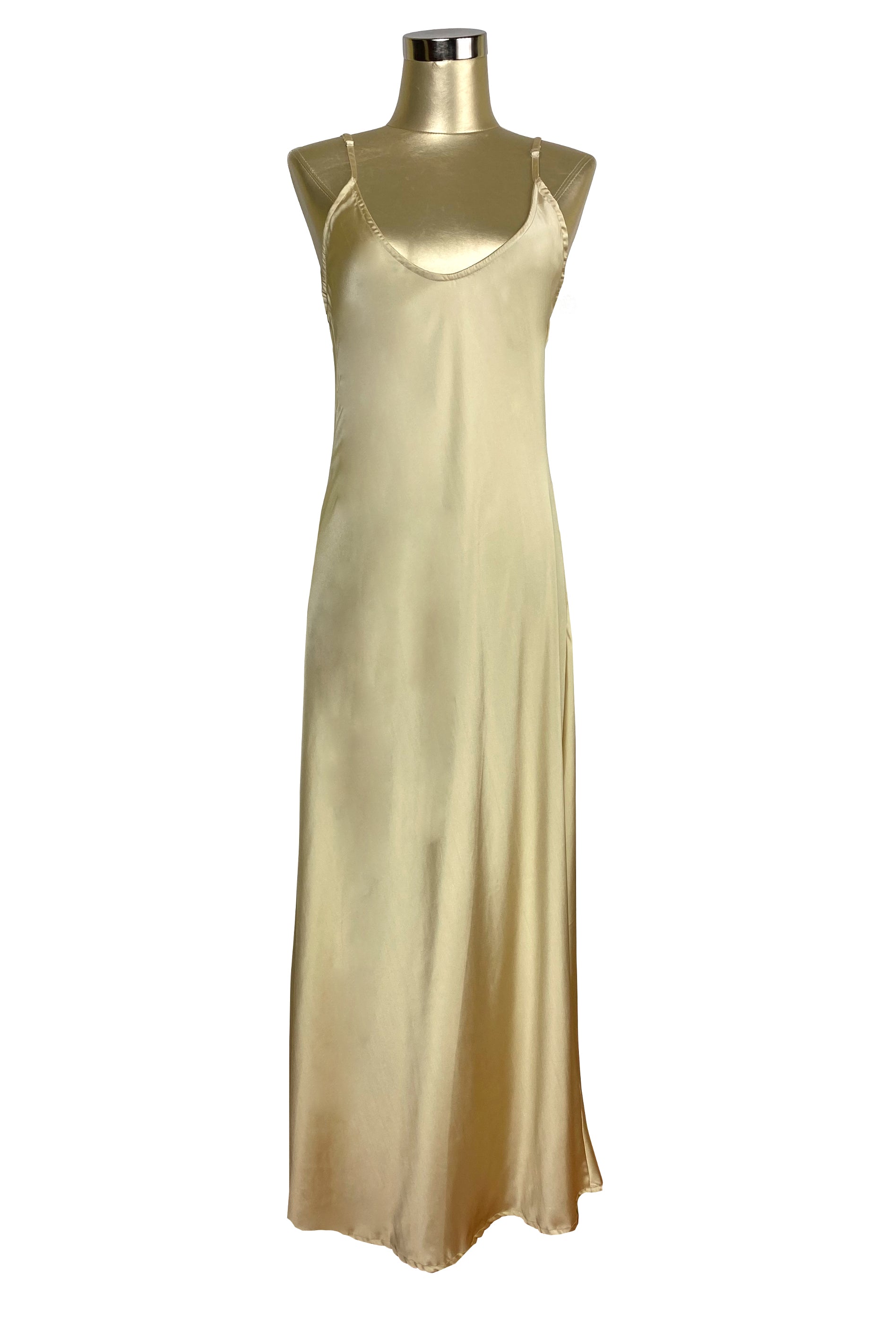 1930's Bias Glamour Full Length Gatsby Slip Dress - Gold