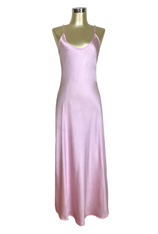 1930's Bias Glamour Full Length Gatsby Slip Dress - Pink