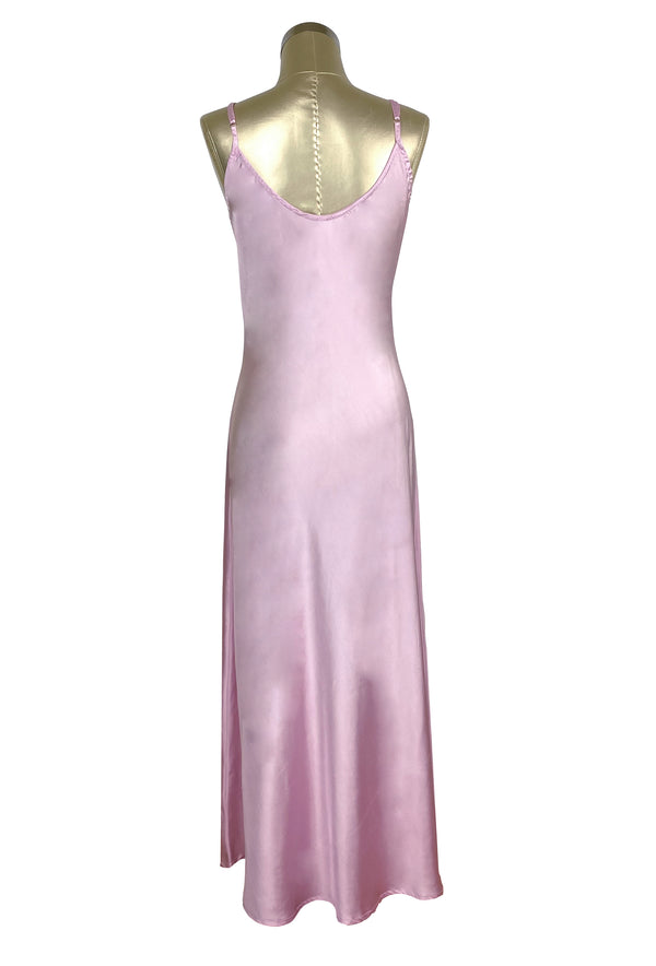 1930's Bias Glamour Full Length Gatsby Slip Dress - Pink