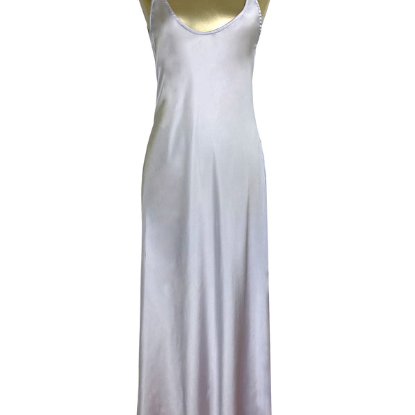 1930's Style Panel Bias Satin Slip Dress - Silver