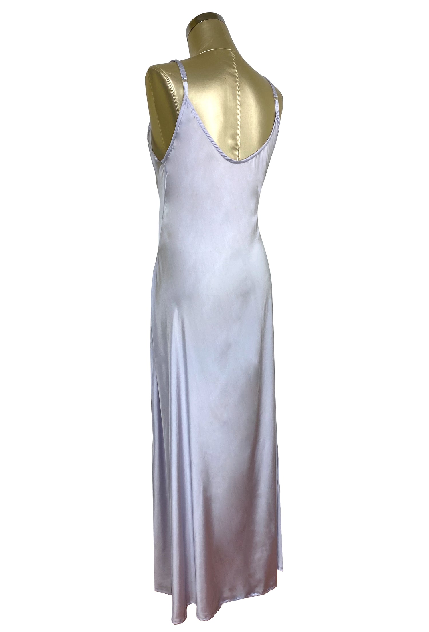 1930's Bias Glamour Full Length Gatsby Slip Dress - Silver L/XL 1930's Bias Glamour Full Length Gatsby Slip Dress - Silver L/XL