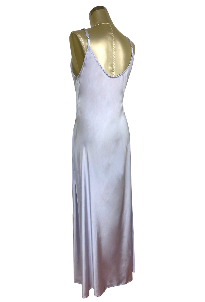 1930's Bias Glamour Full Length Gatsby Slip Dress - Silver